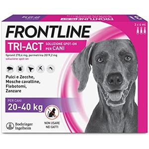 FRONTLINE Triact, 3 Pipette, Cane L (20-40Kg), Antiparassitario per Cani e Cuccioli di Lunga Durata, Protegge il Cane da Pulci, Zecche, Zanzare, Pappataci e Leishmaniosi, Antipulci 3 Pipette