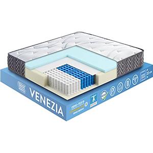 OnNuvo Materasso Francese Antidecubito, Molle Insacchettate Indipendenti 7 Zone, Lastra AirTechFoam+, Sostegno Perimetrale, 22 cm, Ortopedico, Ipoallergenico, Ergonomico (140x200x22) Venezia