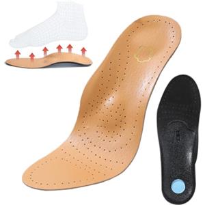 Guiguishiny Comodo supporto per l'arco plantare per solette ortopediche per uomo e donna, solette in vera pelle, comfort traspirante per piedi piatti, fascite plantare, adatto per scarpe sportive e da lavoro