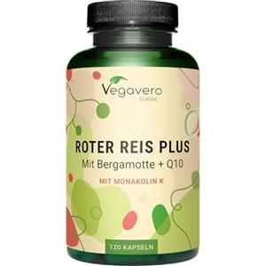 Vegavero Riso Rosso Fermentato | 2,9 mg di Monacolina K | Con Coenzima Q10, Bergamotto e Carciofo | Salute Cardiovascolare e Controllo dei Lipidi | Vegan | No OGM | Vegavero®