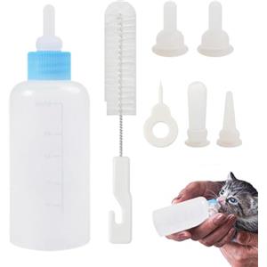 Naqqios Kit per biberon per gattini - Biberon per gattini per kit allattamento, set di biberon per gatti | 7 pezzi, di allattamento al seno, kit per l'allattamento del bambino