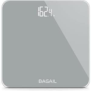 BAGAIL BASICS BAGAIL Bilancia Pesapersone Digitale, Con Sensori Ad Alta Precisione e Vetro Temperato, Ultrasottile, Per il Bagno, Peso in stone/kg/libbre - Garanzia 15 anni