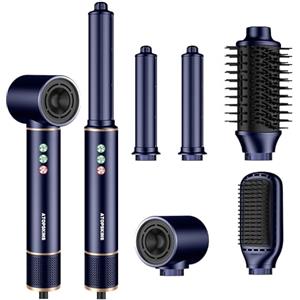 Atopskins Air styler 5 in 1, styler per capelli con 320 milioni di lonic, asciugacapelli da 110,000 giri/min, spazzola per asciugacapelli, 20 m/s, ferro arricciacapelli per auto, spazzola lisciante, 340 g,