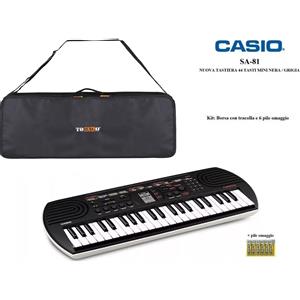 Casio SA81 NUOVA TASTIERA SA 81 (EX SA76 SA77) NERA 44 Tasti Kit Borsa + 6 PILE