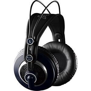AKG K240 MKII Cuffie professionali semi-aperte da studio, archetto autoregolabile, design ad alte prestazioni, adattatori da 3 mm e 1/4 - Nero e blu