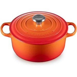 Le Creuset Cocotte rotonda Evolution in ghisa vetrificata con Coperchio, diameter 24 cm, Arancione, 21177240902430