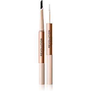 Makeup Revolution Fluffy Brow Filter Duo - Matita e Gel per Sopracciglia 2-in-1, 0,12 g, Disponibile in 5 Tonalità
