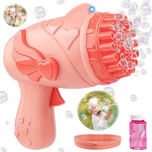 Leonshco Pistola per bolle di sapone per bambini, 26 fori, pistola per bolle di sapone, macchina elettrica con soluzione per bolle di sapone, regalo adatto per compleanni, attività all'aperto, feste, matrimoni