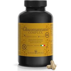 Scienza e Natura Scienzanatura Glucomannano Forte Dimagrante 3600mg per Dose Giornaliera - Glucomannano Purificato arricchito con Niacina e Cromo - Integratori per dimagrire 180 capsule Made in Italy