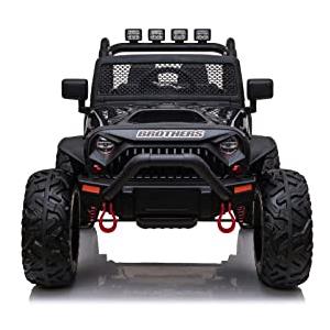 TOYSCAR Auto Macchina Elettrica Per Bambini 2 Posti 24V Fuoristrada Big Adventure Telecomandata Sedile In Pelle Porte Apribili Doppio Motore Elettrico Carico 35 Kg RUOTE IN GOMMA TOYSCAR Nera