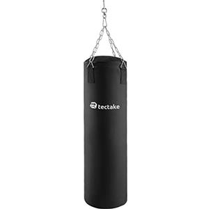 TecTake Sacco da boxe pieno 25kg con sospensione a catena | robusto e resistente | altezza: 105cm