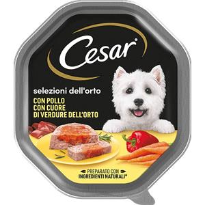 Cesar Selezioni dell'Orto Patè per Cani - Pollo con Cuore di Verdure - Vaschetta da 150 gr