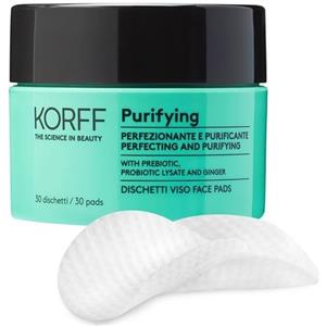 KORFF Purifying Dischetti Viso - 30 Pezzi con Prebiotico, Lisato Probiotico ed Estratto di Radice di Zenzero per un'Azione Astringente e Purificante