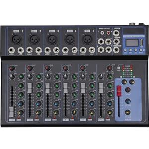 KAUITOPU Mixer audio professionale, mixer audio a 7 canali con 6 modalità di musica Bluetooth, mini mixer audio DJ sistema di console, DJ Live Mixer Studio