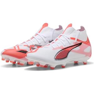 Puma Ultra 5 Match+ FG/AG Wn's - Scarpe da Calcio Femmina, Puma White-Puma Black-Glowing Red,