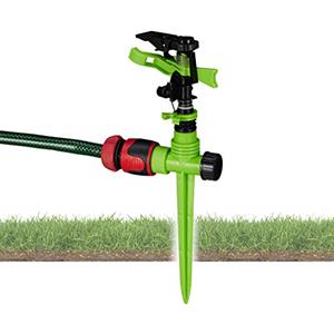 relaxdays Irrigatore a Impulso da Giardino Circolare Irrigazione Grandi Superfici Fino a 150 m² Raggio 7 m, 360° Verde