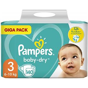 Pampers Baby-Dry Size 3 A 12 Ore Di Protezione, Per 6-10Kg - 2920 Gr