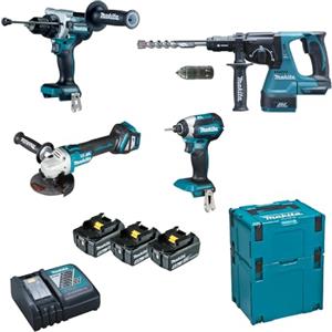 Makita Combo DTD153+DHP486+DGA513 BL 18V LXT 5Ah 3 bat. MakPac marca Makita