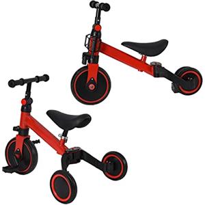 XUANYU 3 in 1 Triciclo Evolutivo Bambino, Bicicletta con Pedali Rimovibili per Bambini 1-7 Anni, Mini Bici/Girello Senza Maniglione Parentale, Bicicletta Evolutivo per Ragazze e Ragazzi (Nero-rosso)