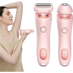 KUWUNG Rasoio Elettrico Donna, Rasoio Elettrico 2 in 1 Da Donna, 2 in 1 Rasoio depilazione intima donna e Epilatore viso, Rasoio Asciutto e Bagnato Da Donna, per Bikini Ascelle Gambe Braccia