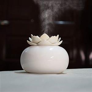 Xihaoer Diffusore d'aria 200ML in ceramica ad ultrasuoni aroma umidificatore Semplicità Lotus purificatore Atomizzatore Diffusore di olio essenziale difusor de (Bianco)