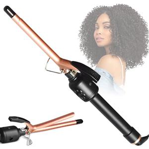 HyAdierTech Arricciacapelli, Ferro Capelli con Rivestimento in Ceramica, 9 mm Curve Thin Wand con Scelta di Temperature 80 ℃ - 230 ℃, Ferro Arricciacapelli a Riscaldamento Rapido, per Ricci Stretti