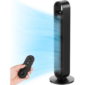 CURECURE Ventilatore a Torre Oscillante e Silenzioso, Telecomando, 3 Velocità 3 Modi, Timer da 12 Ore, Oscillazione a 70°, Altezza 92cm per Casa, Materiale Lucido Stampato ad Iniezione, Nero