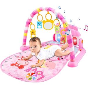 Nankoyal Tappeto Gioco Bambini,Grande Palestrina Neonato, Palestrina Neonato Montessoris Con Luci E Musica,Palestra Per Bambini Con Luci E Musica Adatto A Ragazzi E Ragazze, Prima Educazione,28.3x15.7x18.5in