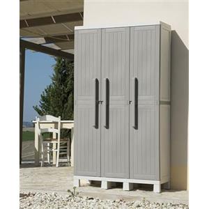 Toomax armadio Wood midi con 3 ante,colore grigio Tortora/grigio Chiaro.