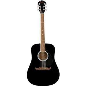 Fender FA-125 Dreadnought Acoustic Guitar, Walnut Fretboard, Black, with Portable Guitar Case