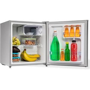 PremierTech PT-F47S Mini Frigo 45 Litri Silver Frigorifero Compatto con Porta Reversibile Classe Energetica E Libera Installazione Termostato Regolabile per Hotel Ufficio Casa Camera B&B Appartamenti