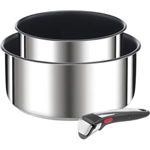 Tefal Ingenio Set di 2 pentole 16/20 cm + manico rimovibile, induzione, acciaio inossidabile, rivestimento antiaderente, impilabile, compatibile con lavatrici, made in Francia, Preference On L9748902