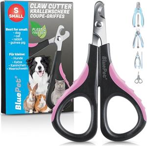 BluePet Forbici per Cani Unghie - Protezione Aggiuntiva Grazie al Distanziatore - per Cani e Gatti di Taglia Media e Grande - Lima Unghie Incluso (Rosa, XS Gatti e Piccoli Animali)
