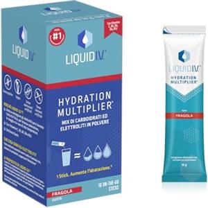 Liquid I.V., Integratore con elettroliti per Idratazione rapida*, vitamine C B3 B5 B6 B12 per energia e riduzione stanchezza estiva, Gusto Fragola, 10 stick