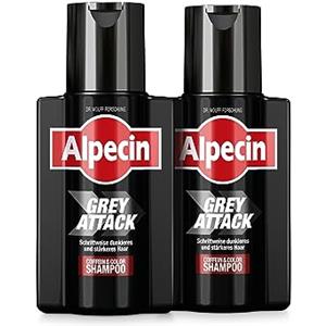 Alpecin Grey Attack Shampoo Colorante Uomo 2x200ml | Colore Capelli Grigi Naturale | Rinforzante Capelli Uomo | Shampoo per Uomini Contro la Caduta Ereditaria
