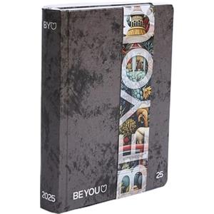 BE YOU Matter Stone Medium, Diario Scuola 2024-2025, Agenda 12 Mesi Datata, Formato Standard 13,5cm x 18,2cm, Diario con Sticker e Segnalibro, Colore Grigio