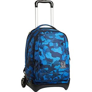 Invicta Trolley Scuola Tech, Blu, Camo Squared, 3 in 1, Triplo Uso, Zaino con Carrello Sganciabile e Crossover System, Zaini e Trolley, Viaggio, Unisex