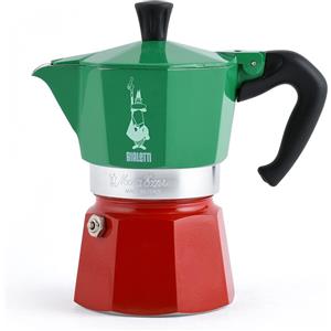 Bialetti Caffettiera Moka Express Tricolore, 3 Tazze, Manico anti scottatura, Non adatta a induzione, 3 (130 ml), Alluminio