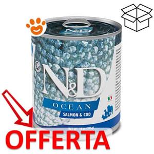 Farmina Dog N&D Ocean Adult Salmone e Merluzzo - Lattina Da 285 Gr - CONFEZIONE RISPARMIO