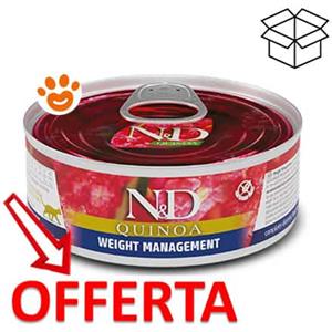 Farmina N&D Quinoa Weight Management - Alimento Umido per Gatti Adulti, 80g, con Agnello e Quinoa, Senza Grani