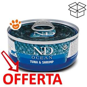 Farmina Cat N&D Ocean Tonno e Gamberetti - Lattina da 70 Gr - CONFEZIONE RISPARMIO
