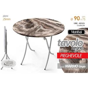 TAVOLO PIEGHEVOLE DM. 90X75H GRIGIO MARMO