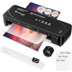 Bonsaii Plastificatrice A4 Kit 6 in 1 con 40 Pouch e Accessori | Plastificazione rapida e anti inceppamento, con tagliacarte e arrotonda angoli, ideale per documenti e foto. L418-C