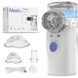 etopsun Aerosol Portatile Silenzioso, Macchina Aerosol Adulti Aerosol Bambini Usb-C Nebulizzatore Aerosol, 2 Maschere E Boccaglio Aerosol Ultrasuoni Funzione Di Pulizia Automatica (Blu)