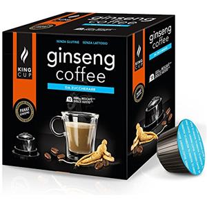 King Cup - 1 Confezione da 10 Capsule di Ginseng da Zuccherare, 10 Capsule 100% Compatibili con Sistema Nescafè Dolce Gusto di Bevanda al Gusto di Ginseng, Senza Glutine e Senza Lattosio