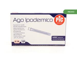 PIC Ago Ipodermico G18 1 1/2 - Ago Sterile Monouso per Iniezioni e Prelievi, Confezione da 100 Pezzi