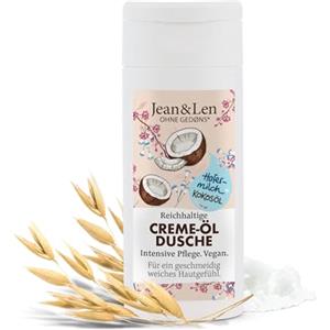 Jean & Len L'Olio-Crema Per La Doccia Al Latte D'Avena E Olio Di Cocco Protegge La Pelle Dalla Disidratazione, Pratico Formato Viaggio, Senza Parabeni E Siliconi, PH Cutaneo Ottimo, Vegano, 50 ml