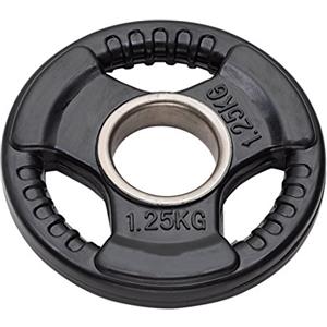 JK FITNESS Disco GHISA OLIMPIONICO GOMMATO Tri-Grip Foro Ø50 mm da 1,25 kg Diamond,Unisex,Nero,Unica