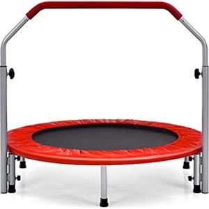 LIFEZEAL Trampolino Elastico Interno, Esterno, Tappeto Elastico Fitness, Rotondo 101cm, per Bambini, Adulti, con Manico Rimovibile, Borsa, Altezza Regolabile, Pieghevole, Saltarello, Salta, Max 150kg