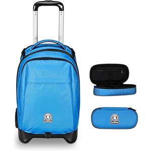 Invicta Trolley Scuola New Tech Solid, Azzurro, Multi tasche, Maxi Capiente + Portapenne, Azzurro, Mono Scomparto Bambino Ragazzo